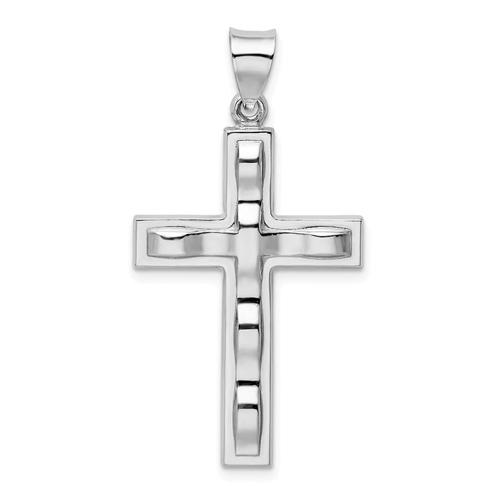 Million Charms 925 Sterling Silver Rhodium-Plated Polished Relgious Cross Pendant