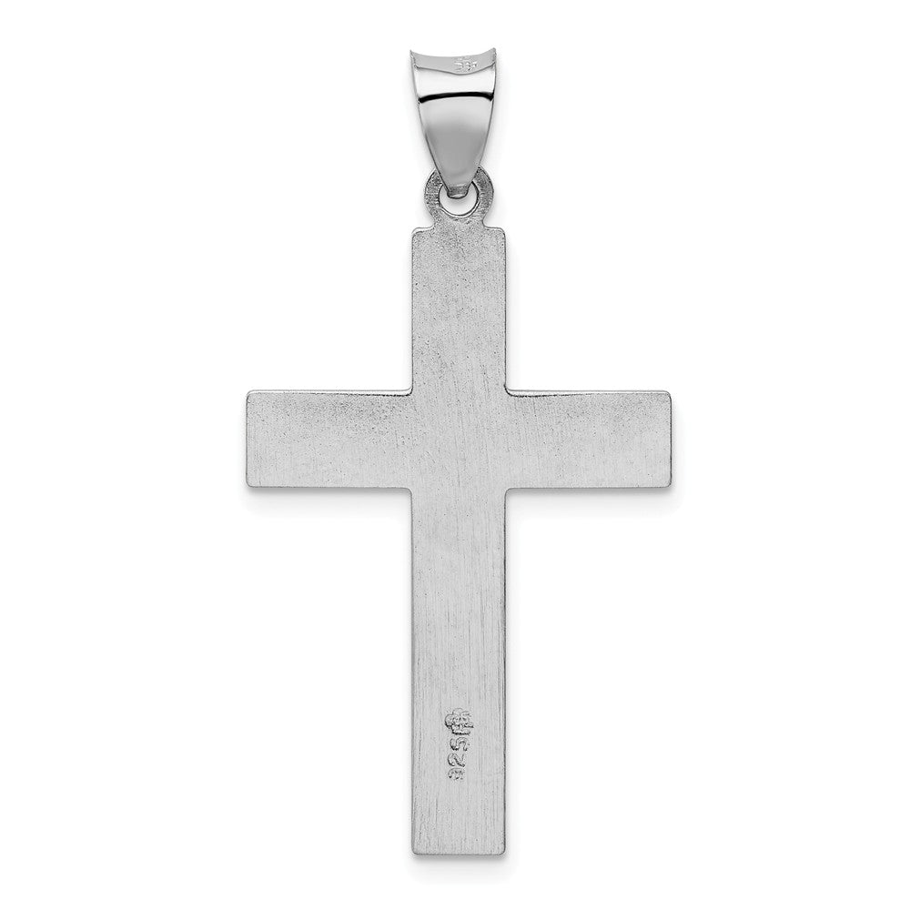 Million Charms 925 Sterling Silver Rhodium-Plated Satin & Polished Latin Relgious Cross Pendant