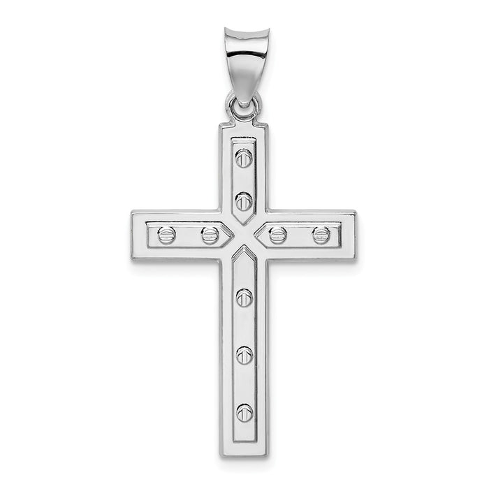 Million Charms 925 Sterling Silver Rhodium-Plated Satin & Polished Latin Relgious Cross Pendant