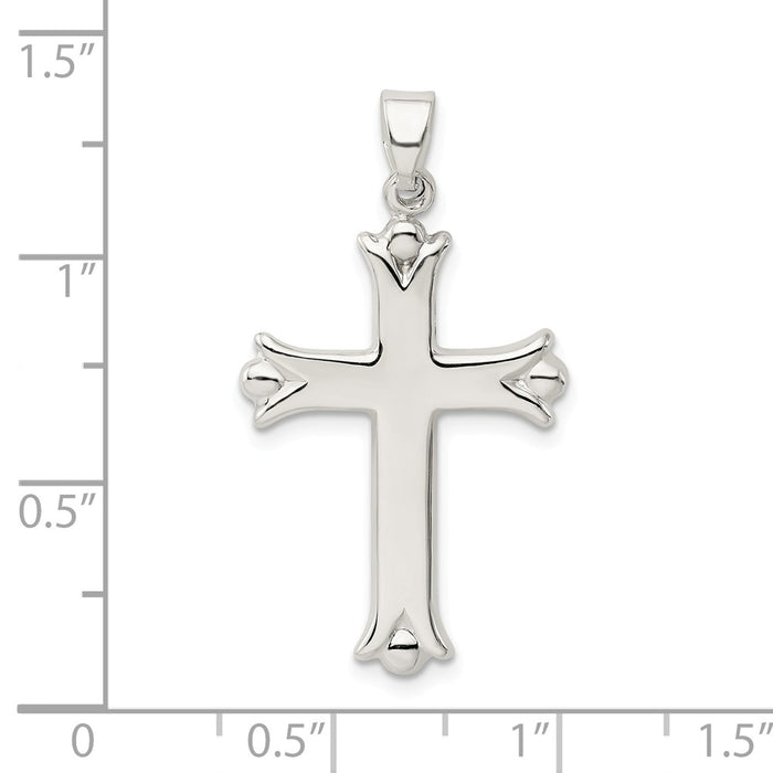 Million Charms 925 Sterling Silver Polished Budded Relgious Cross Pendant
