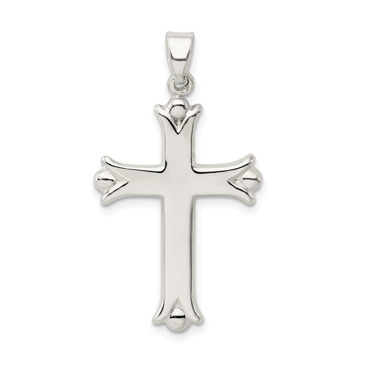 Million Charms 925 Sterling Silver Polished Budded Relgious Cross Pendant