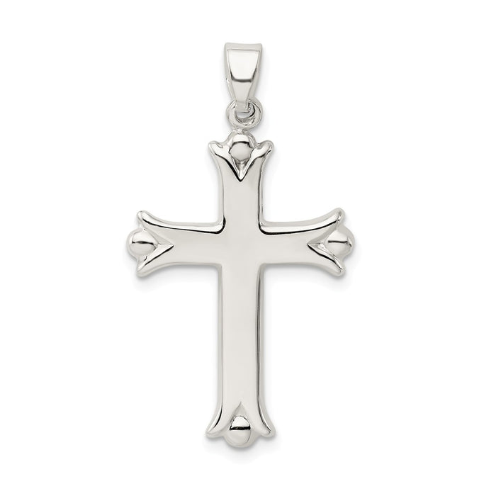 Million Charms 925 Sterling Silver Polished Budded Relgious Cross Pendant