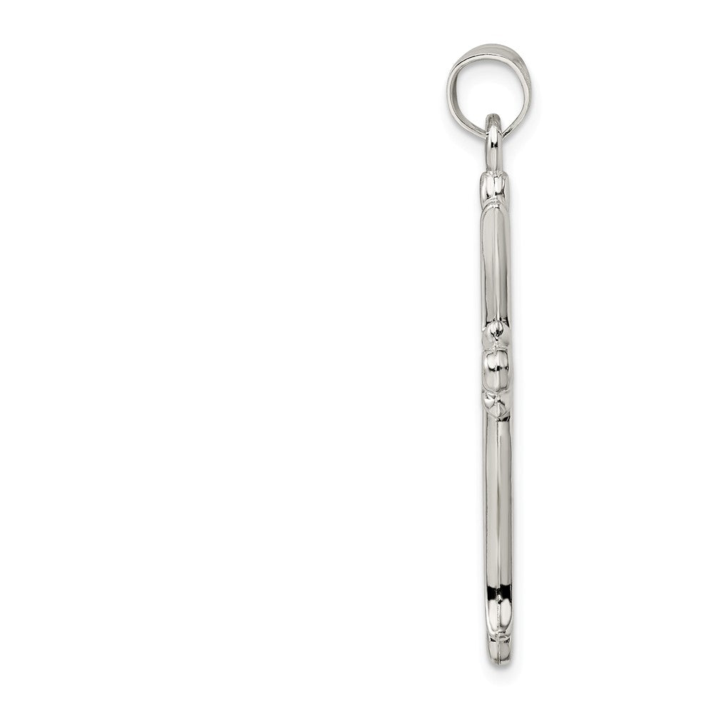 Million Charms 925 Sterling Silver Textured Budded Relgious Cross Pendant