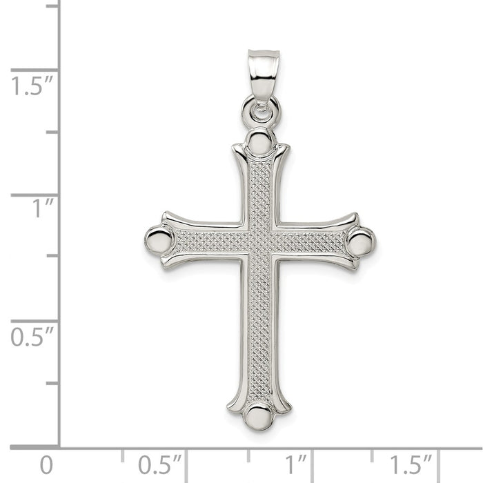 Million Charms 925 Sterling Silver Textured Budded Relgious Cross Pendant