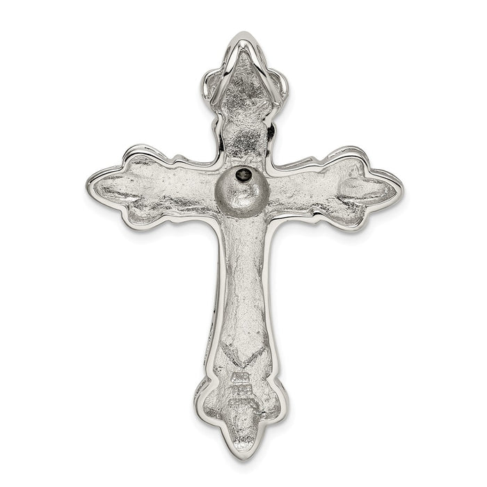 Million Charms 925 Sterling Silver Gold-Plated (Cubic Zirconia) CZ Antiqued Relgious Cross Slide