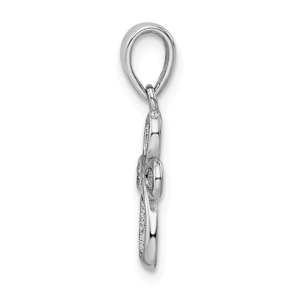 Million Charms 925 Sterling Silver Rhodium-Plated Enamel & Glitter Fabric Relgious Cross Pendant