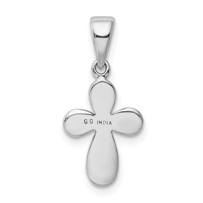 Million Charms 925 Sterling Silver Rhodium-Plated Enamel & Glitter Fabric Relgious Cross Pendant