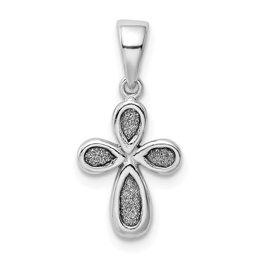 Million Charms 925 Sterling Silver Rhodium-Plated Enamel & Glitter Fabric Relgious Cross Pendant