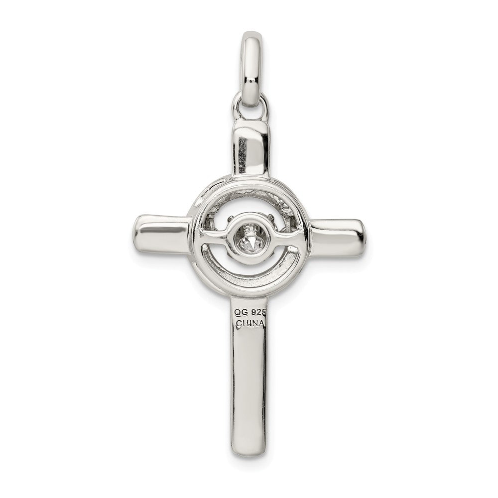 Million Charms 925 Sterling Silver Plat-Plate Rose & Gold-Tone Vibrant Swar Zirconia Relgious Cross Pen