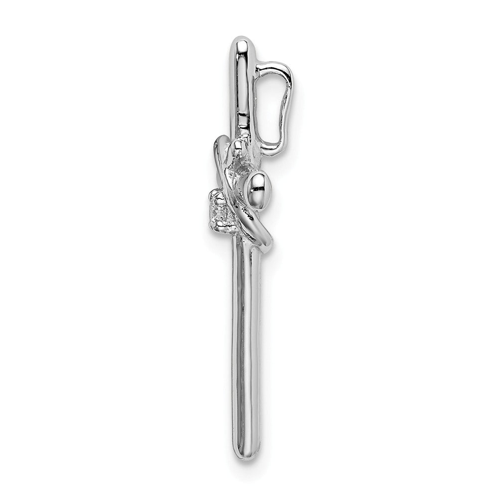 Million Charms 925 Sterling Silver Rhodium-Plated Polished With (Cubic Zirconia) CZ Relgious Cross Chain Slide