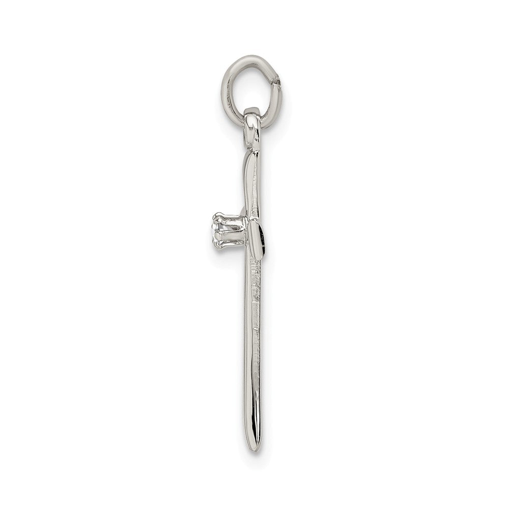 Million Charms 925 Sterling Silver Polished (Cubic Zirconia) CZ Relgious Cross Pendant
