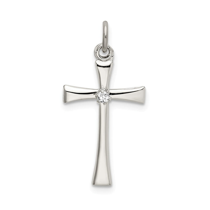 Million Charms 925 Sterling Silver Polished (Cubic Zirconia) CZ Relgious Cross Pendant