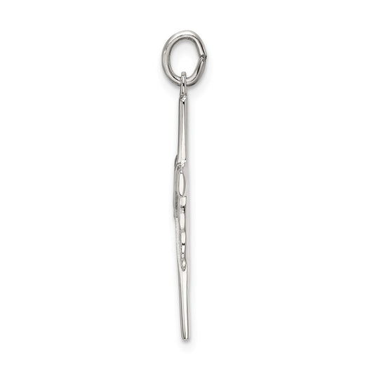 Million Charms 925 Sterling Silver Polished, Satin Draped Relgious Cross Pendant
