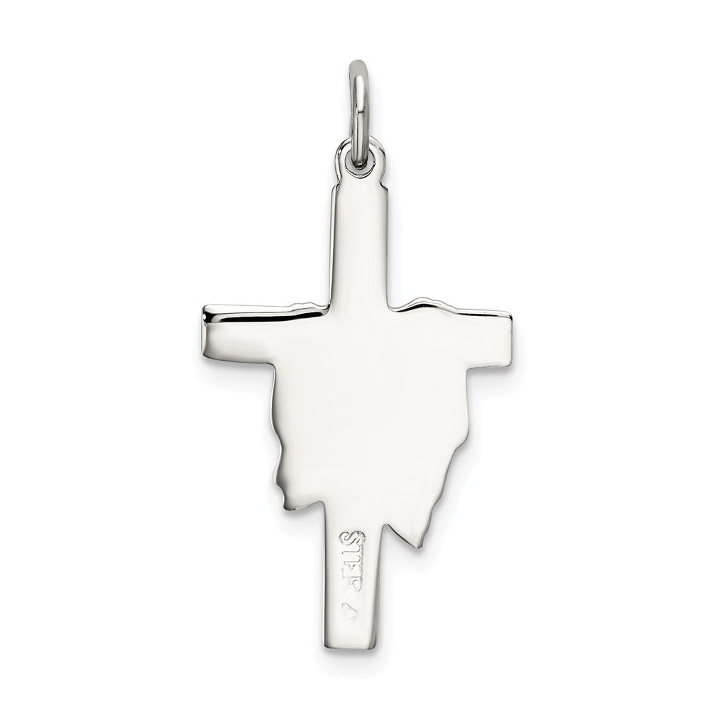 Million Charms 925 Sterling Silver Polished, Satin Draped Relgious Cross Pendant