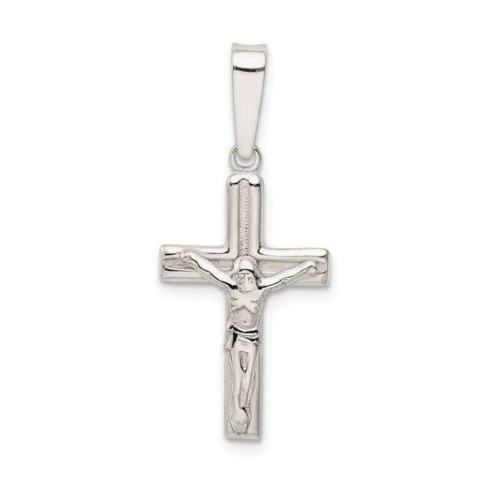 Million Charms 925 Sterling Silver Polished & Textured Relgious Crucifix Pendant