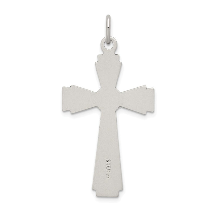 Million Charms 925 Sterling Silver Satin, Diamond-Cut Inri Relgious Crucifix Pendant