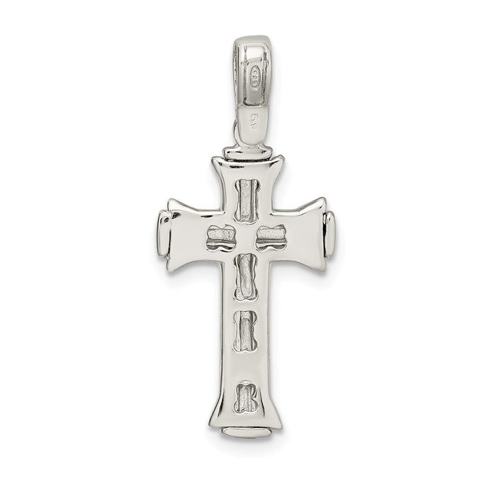 Million Charms 925 Sterling Silver Satin & Polished Relgious Crucifix Pendant