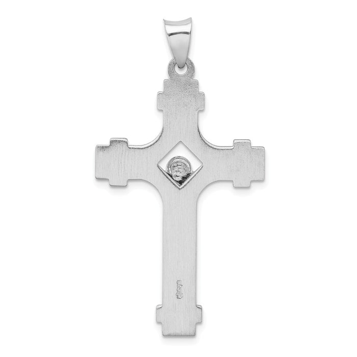 Million Charms 925 Sterling Silver Rhodium-Plated Polished Inri Relgious Crucifix Pendant