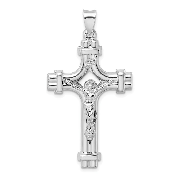 Million Charms 925 Sterling Silver Rhodium-Plated Polished Inri Relgious Crucifix Pendant