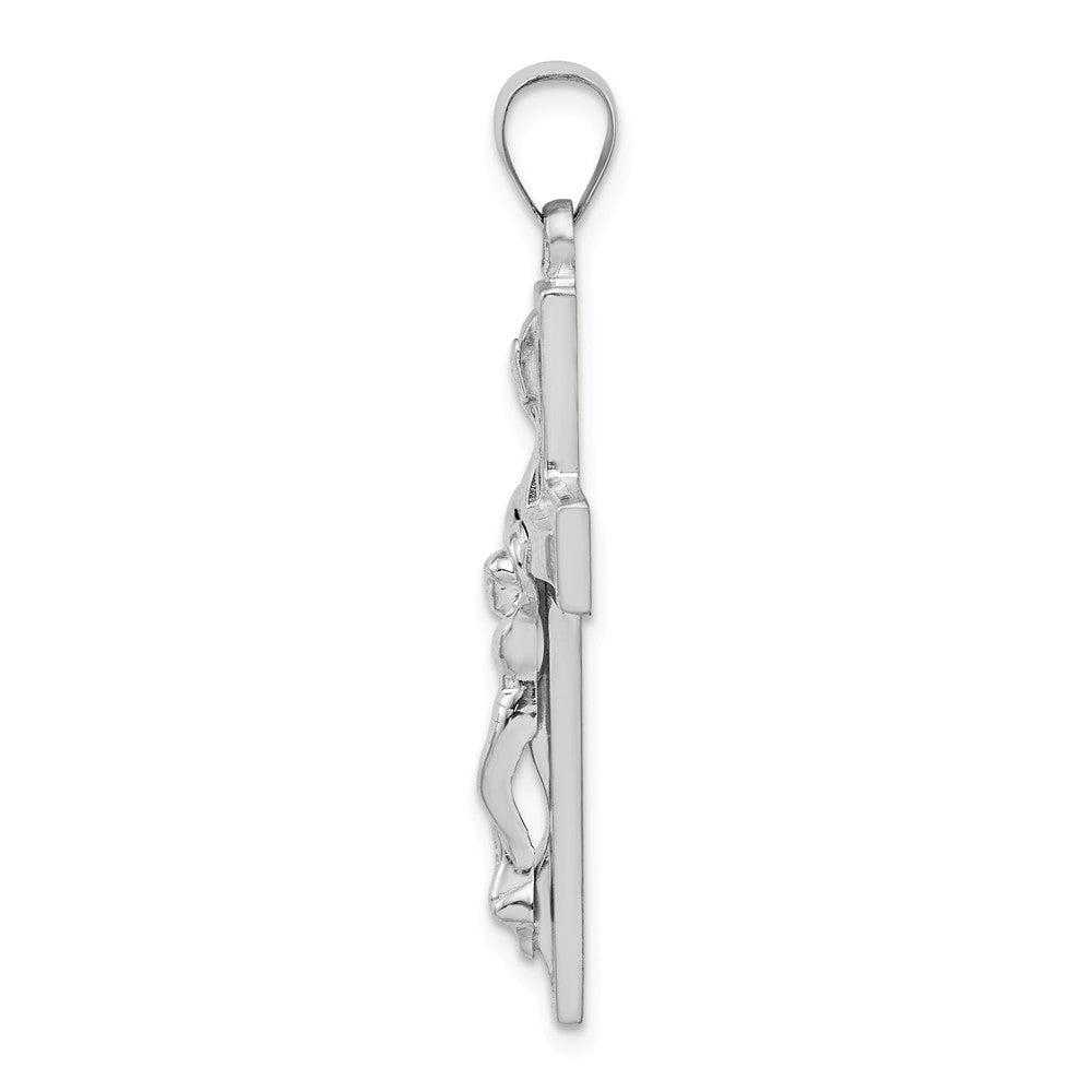 Million Charms 925 Sterling Silver Rhodium-Plated Polished Inri Latin Relgious Crucifix Pendant