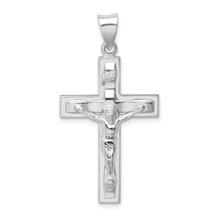 Million Charms 925 Sterling Silver Rhodium-Plated Polished Inri Latin Relgious Crucifix Pendant