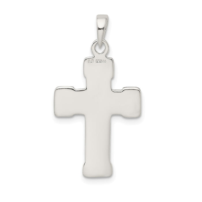 Million Charms 925 Sterling Silver Polished, Textured Relgious Crucifix Pendant