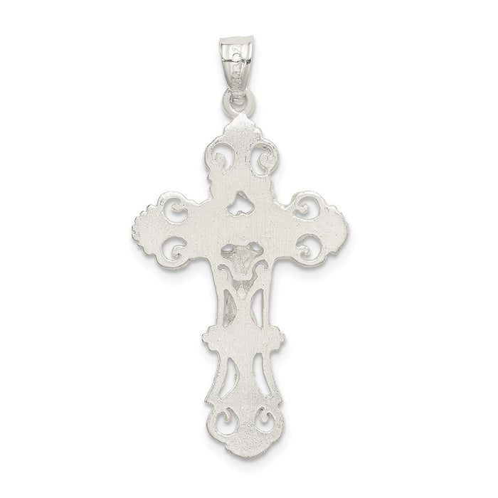 Million Charms 925 Sterling Silver Diamond Cut Inri Relgious Crucifix Pendant