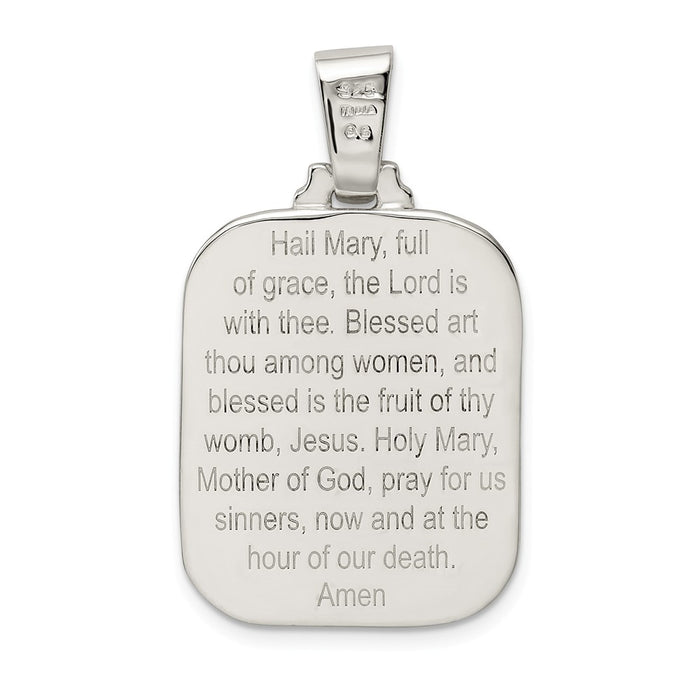 Million Charms 925 Sterling Silver Satin & Polished Mary With Hail Mary Prayer Pendant