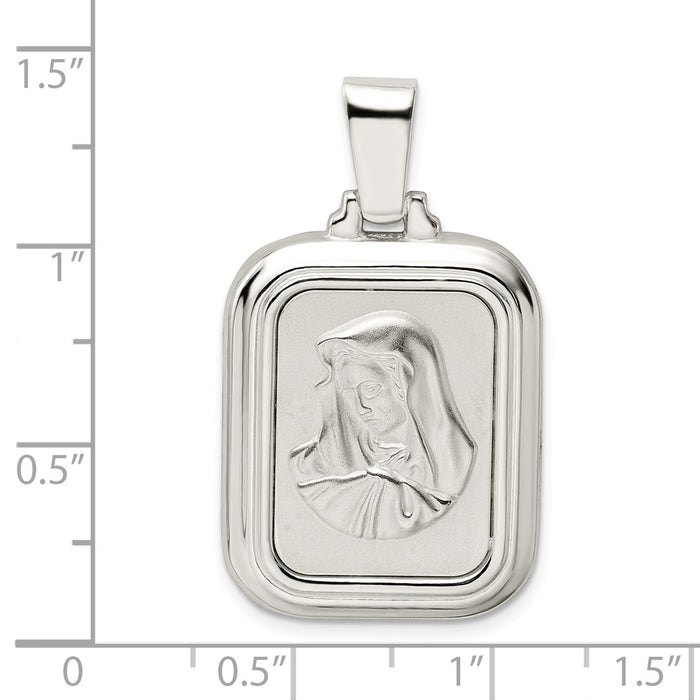 Million Charms 925 Sterling Silver Satin & Polished Mary With Hail Mary Prayer Pendant