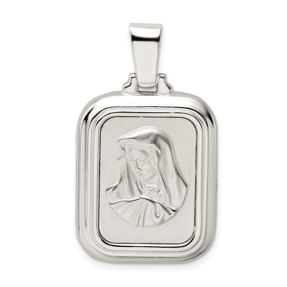 Million Charms 925 Sterling Silver Satin & Polished Mary With Hail Mary Prayer Pendant