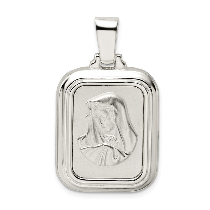 Million Charms 925 Sterling Silver Satin & Polished Mary With Hail Mary Prayer Pendant