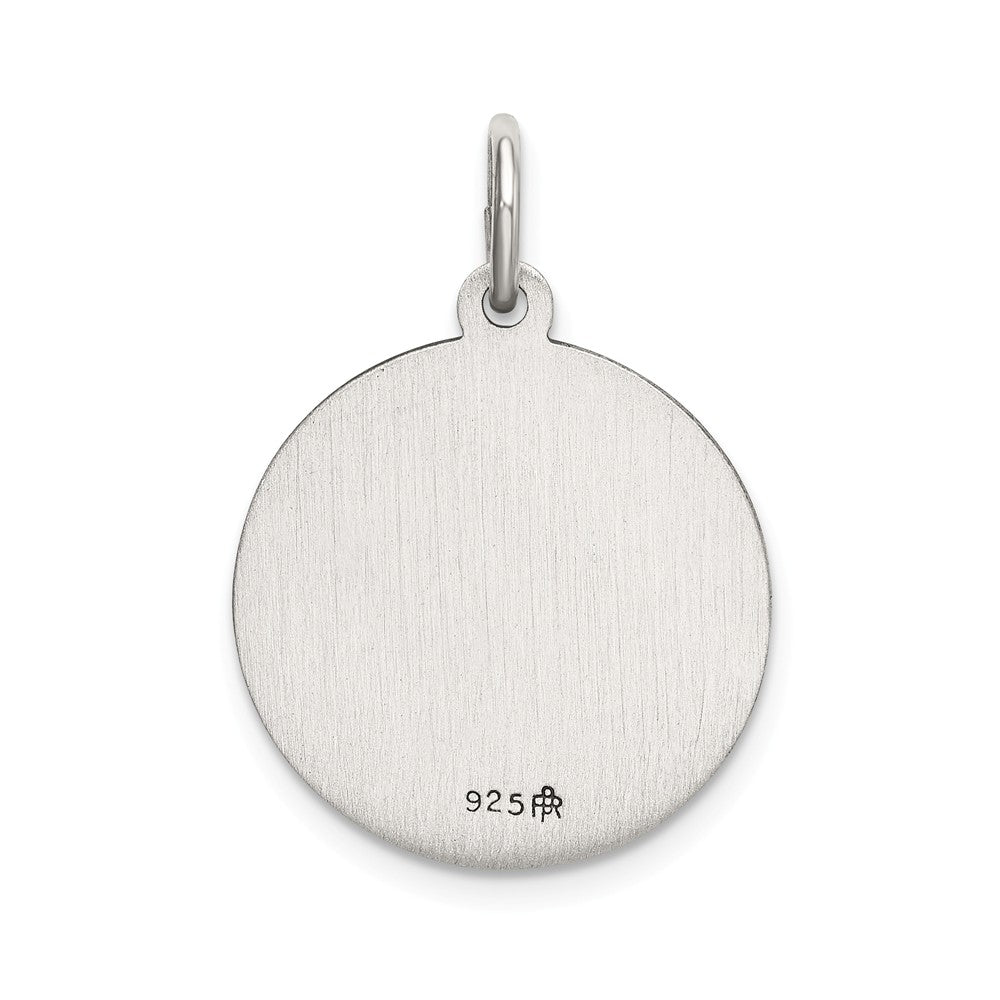 Million Charms 925 Sterling Silver Satin Antiqued Spanish Religious Saint Lucy Medal Pendant