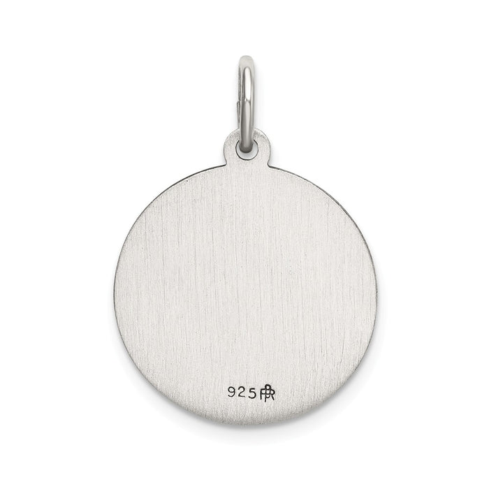 Million Charms 925 Sterling Silver Satin Antiqued Spanish Religious Saint Lucy Medal Pendant