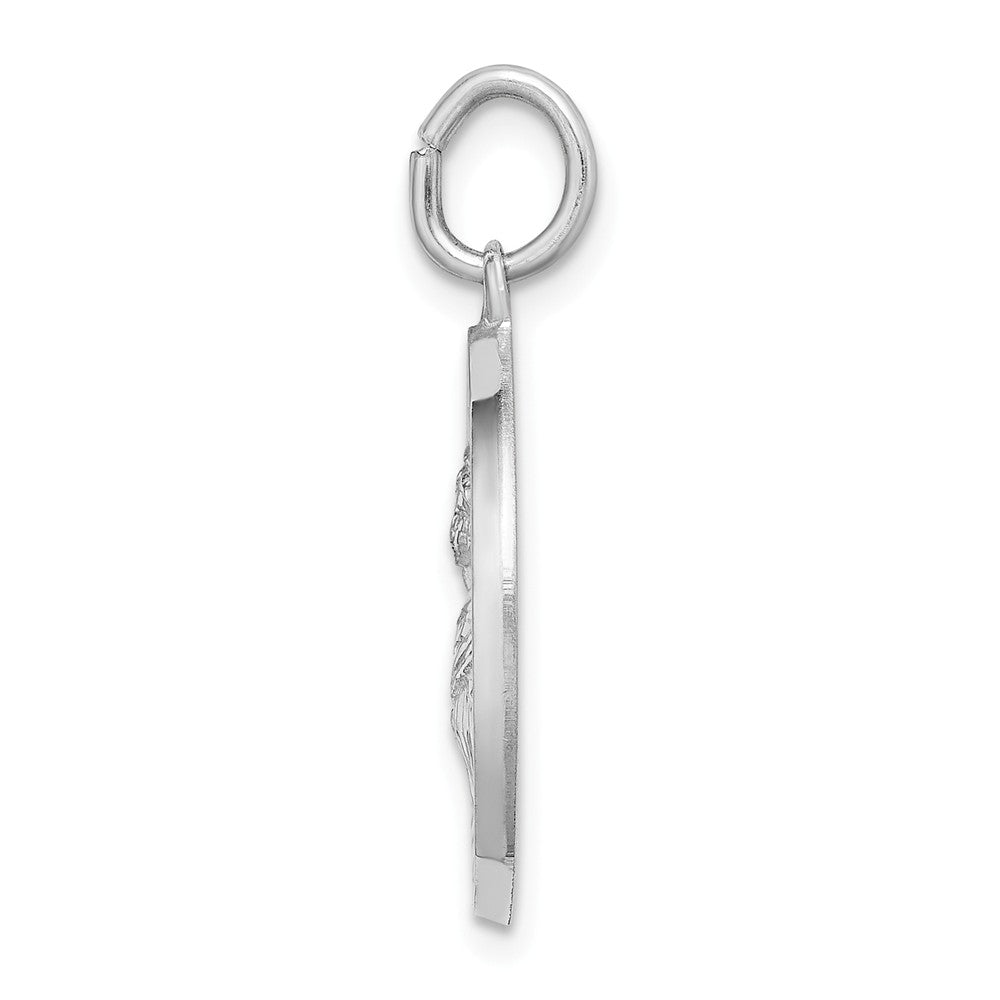 Million Charms 925 Sterling Silver Rhodium-Plated Spanish Religious Saint Lucy Medal Pendant