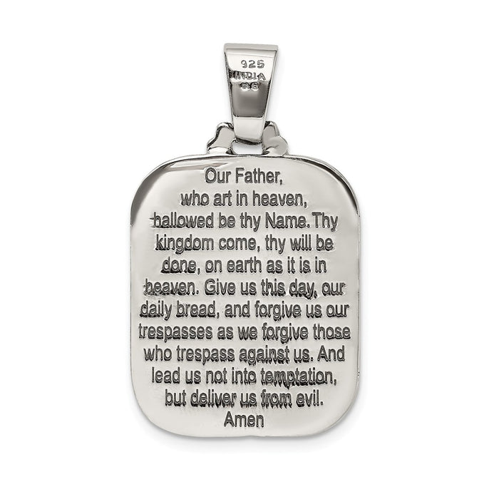 Million Charms 925 Sterling Silver Polished Ruthenium-Plated The Lords Prayer Pendant