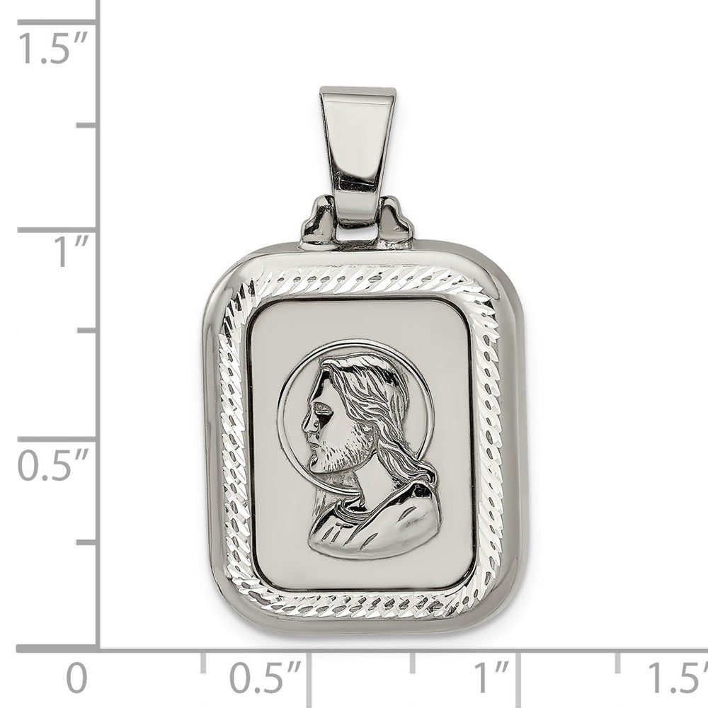 Million Charms 925 Sterling Silver Polished Ruthenium-Plated The Lords Prayer Pendant