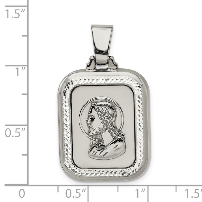 Million Charms 925 Sterling Silver Polished Ruthenium-Plated The Lords Prayer Pendant