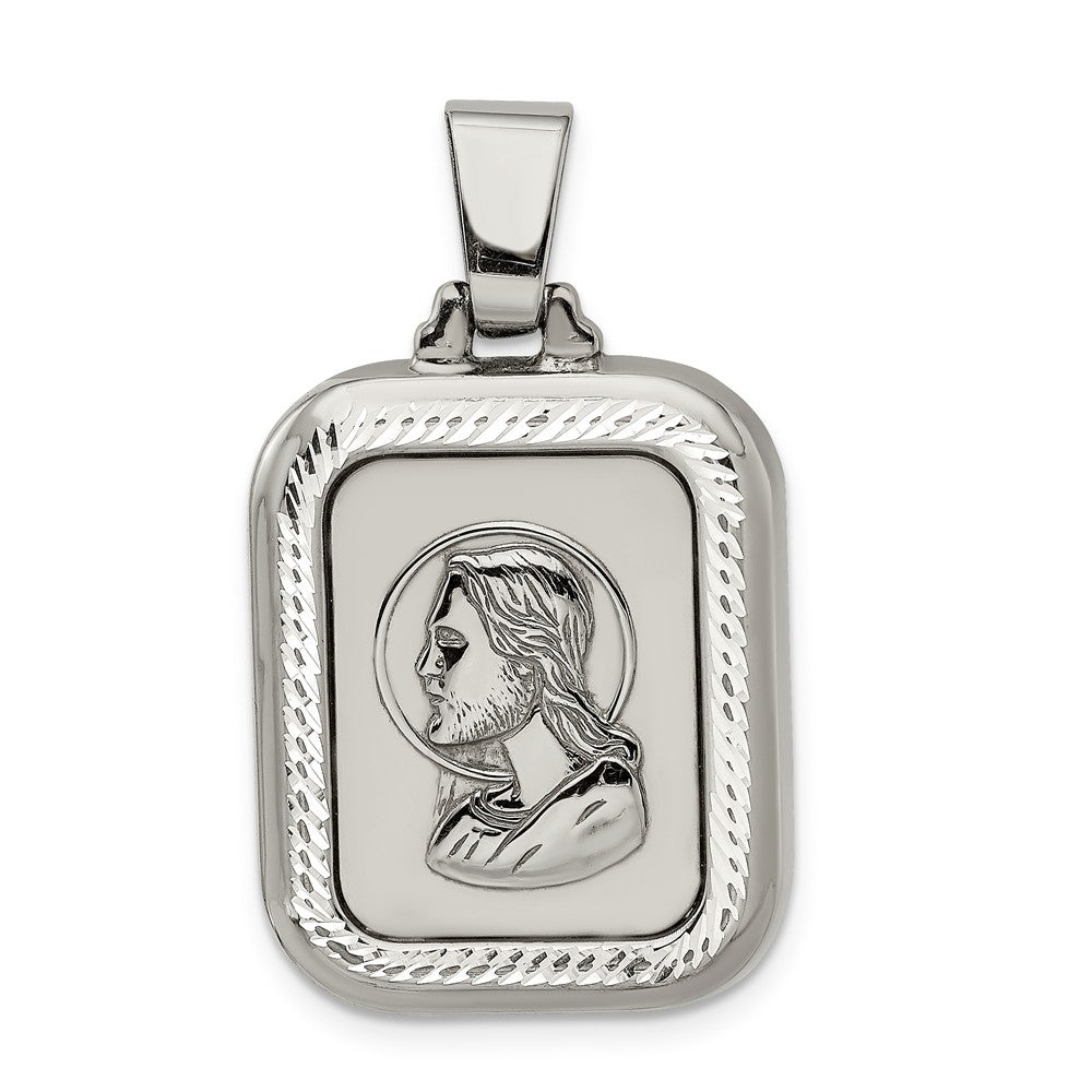 Million Charms 925 Sterling Silver Polished Ruthenium-Plated The Lords Prayer Pendant