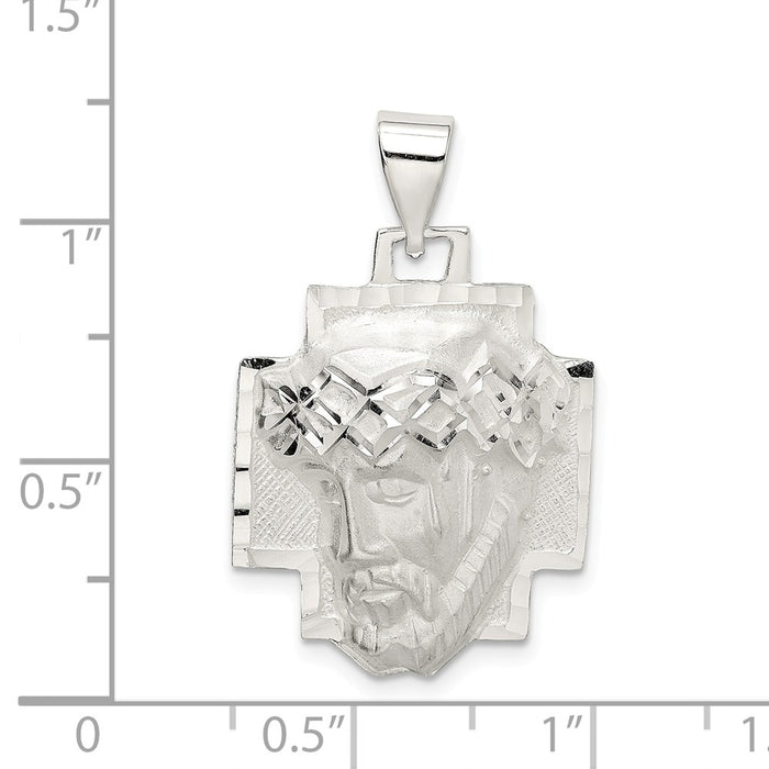 Million Charms 925 Sterling Silver Diamond-Cut Satin & Polished Ecce Homo Medal Pendant