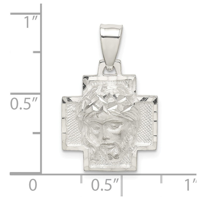 Million Charms 925 Sterling Silver Diamond-Cut Satin & Polished Ecce Homo Medal Pendant