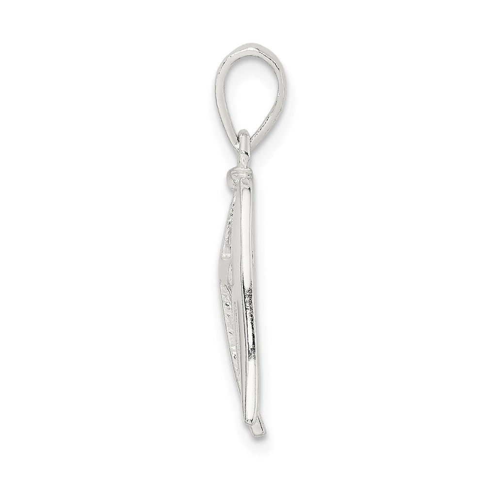 Million Charms 925 Sterling Silver Polished Wings, Relgious Cross Pendant
