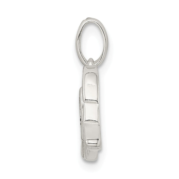 Million Charms 925 Sterling Silver Polished Enamel Glitter Fabric Heart With Wings Pendant