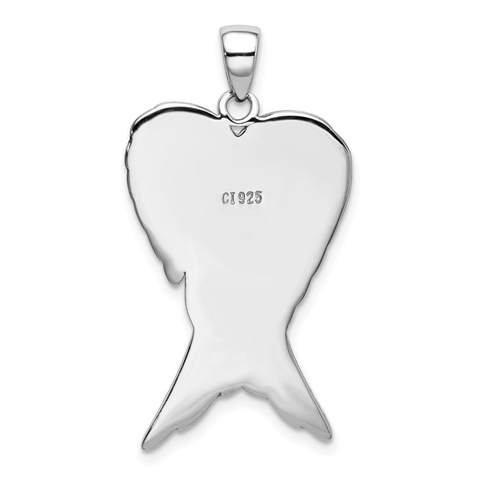 Million Charms 925 Sterling Silver Rhodium-Plated Antiqued Angel Wing Pendant