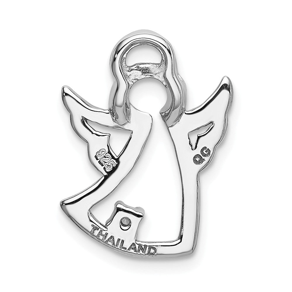Million Charms 925 Sterling Silver Rhodium-Plated Polished With (Cubic Zirconia) CZ Angel Chain Slide