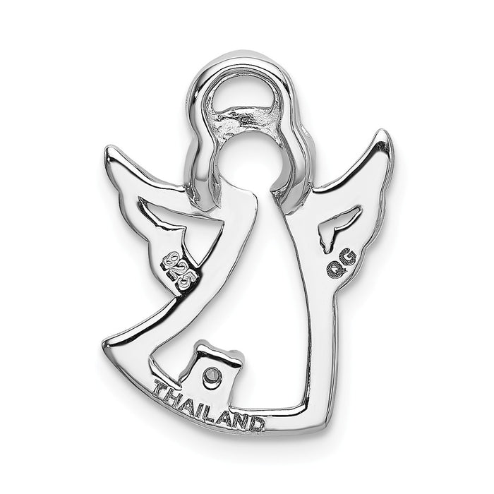 Million Charms 925 Sterling Silver Rhodium-Plated Polished With (Cubic Zirconia) CZ Angel Chain Slide