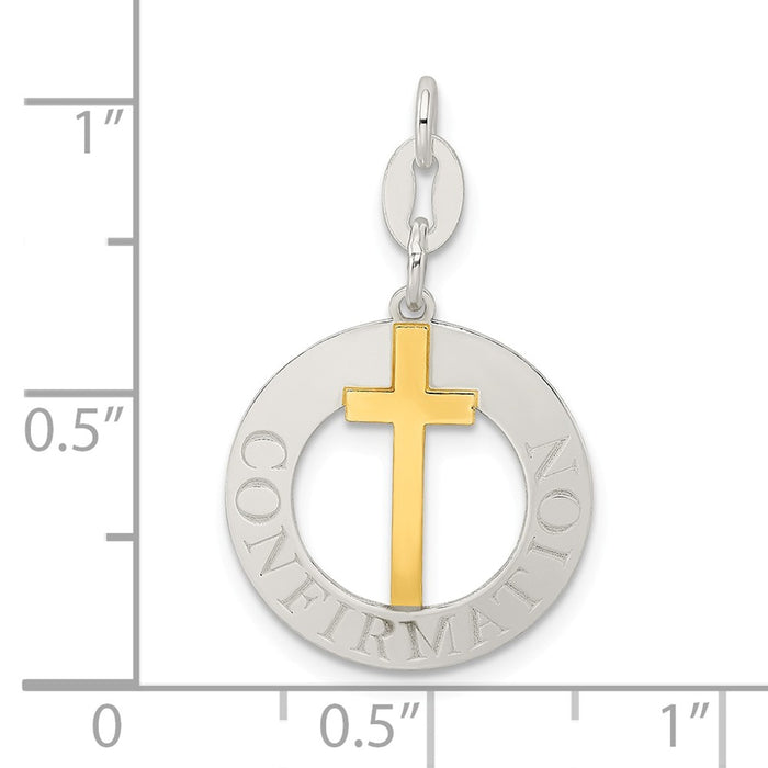 Million Charms 925 Sterling Silver With Gold-Tone Polished Confirmation Pendant