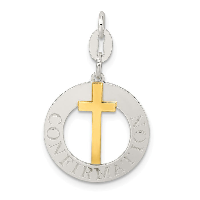 Million Charms 925 Sterling Silver With Gold-Tone Polished Confirmation Pendant