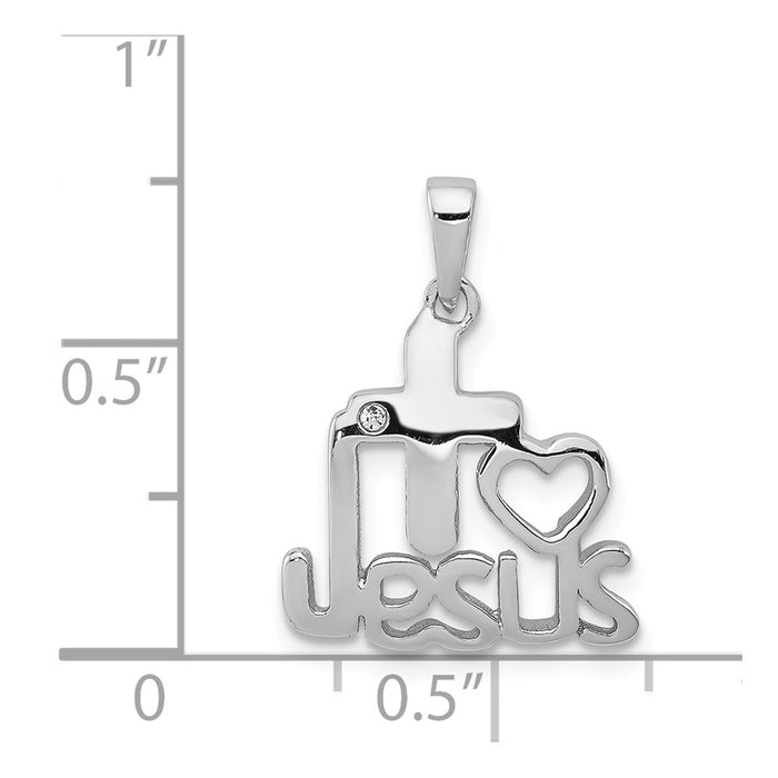 Million Charms 925 Sterling Silver Rhodium-Plated Crystal I ? Jesus Pendant