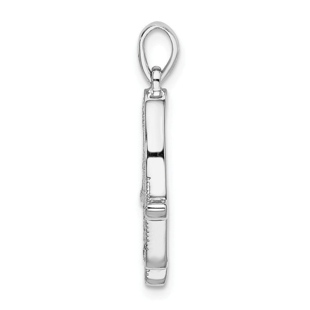 Million Charms 925 Sterling Silver Rhodium-Plated (Cubic Zirconia) CZ Chamseh Hand Pendant