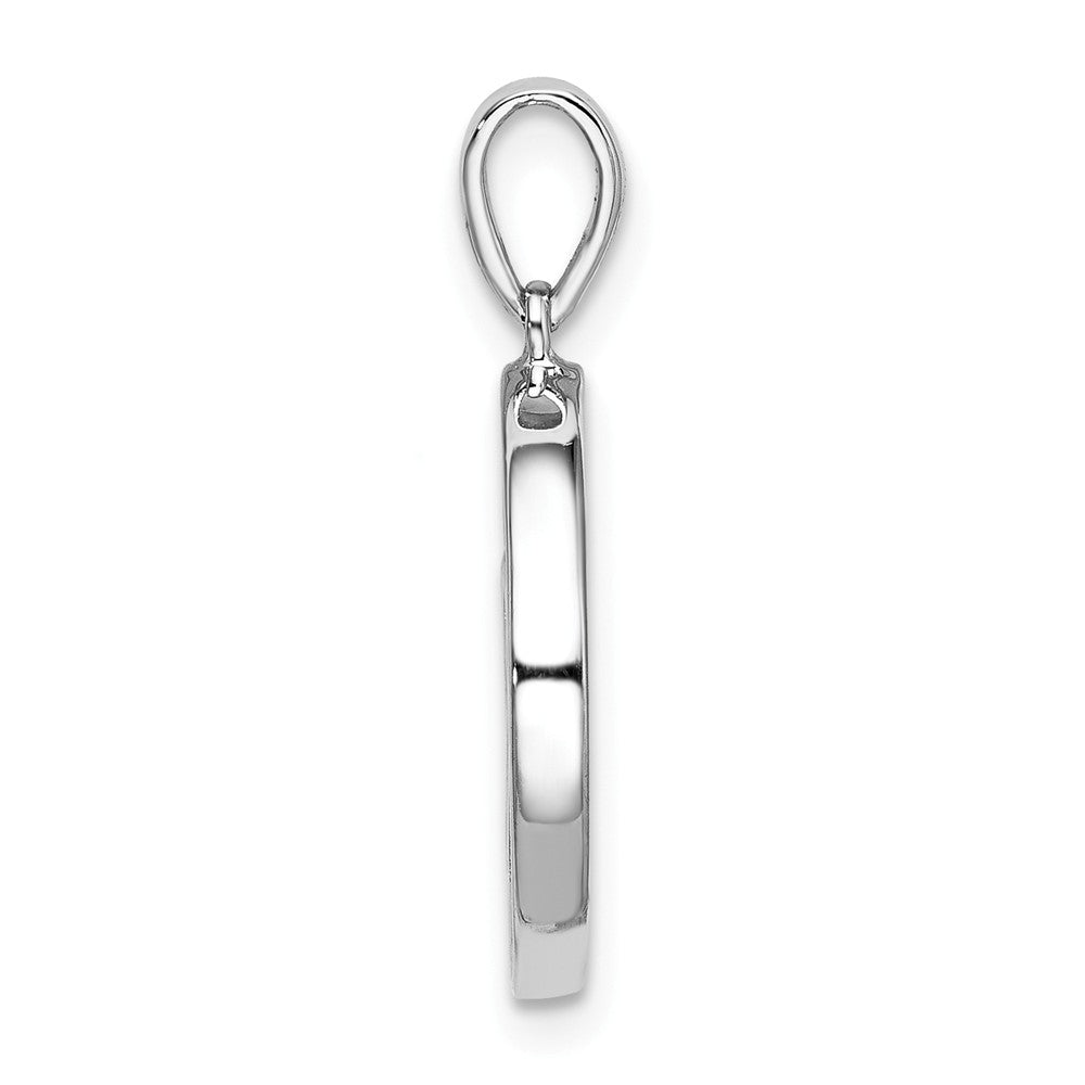 Million Charms 925 Sterling Silver Rhodium-Plated (Cubic Zirconia) CZ Round Chai Pendant